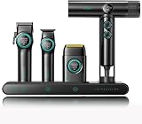 VGR Professional Barber Combo, Tagliacapelli Rifinitore Rasoio a Lamina e Asciugacapelli Ionico 4 in 1 Kit Barbiere Professionale, Motore Potenziato, Display LED, Base di Ricarica e Custodia, Nero - 1