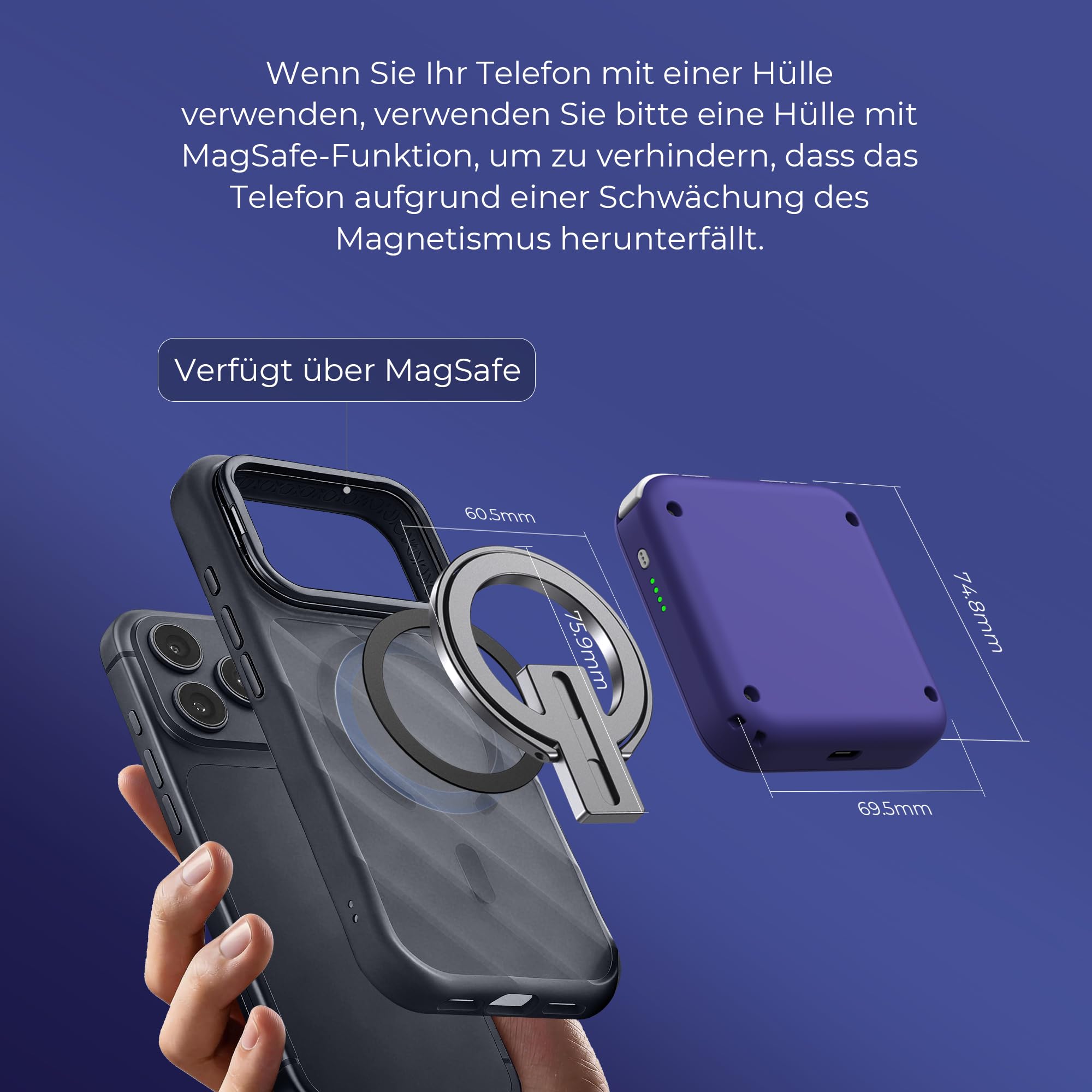 abxylute M4 Snap-On Mobile Gaming Controller für Android & iPhone, tragbarer Handy-Controller, Retro-Emulator-Gamepad mit Ständer, Dual-Joystick-Turbo, Magnet (blue)