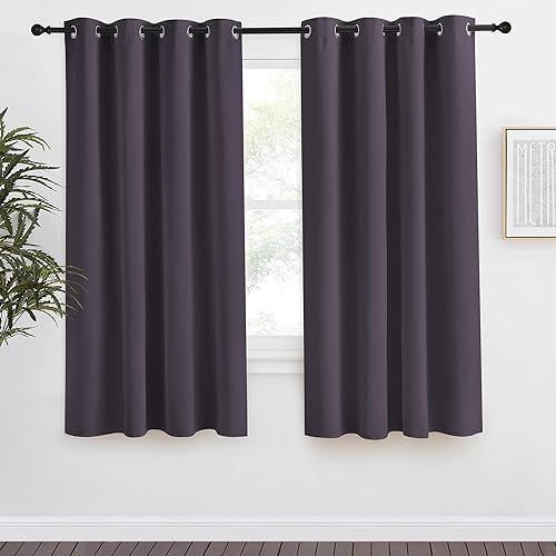 NICETOWN Blackout Curtain 68 inch Long, 55 inches Width, 1 Panel, Greyish Purple, Thermal Insulated Window Treatment with Grommet Room Darkening Thermal Insulated Panel for Bedroom/Living Room