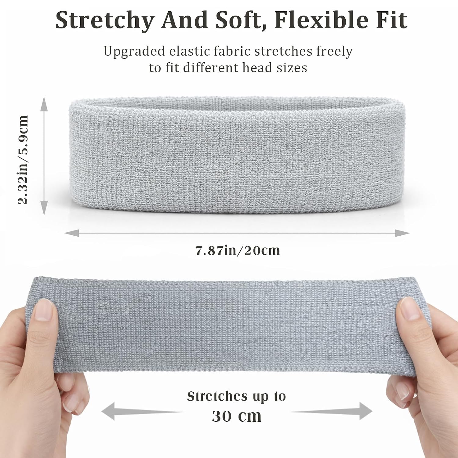 Sports Sweatbands Headband for Men & Women – Moisture-Wicking Cotton Athletic Headband for Running, Gym, Tennis & Basketball (3-Pack，black+white+grey)