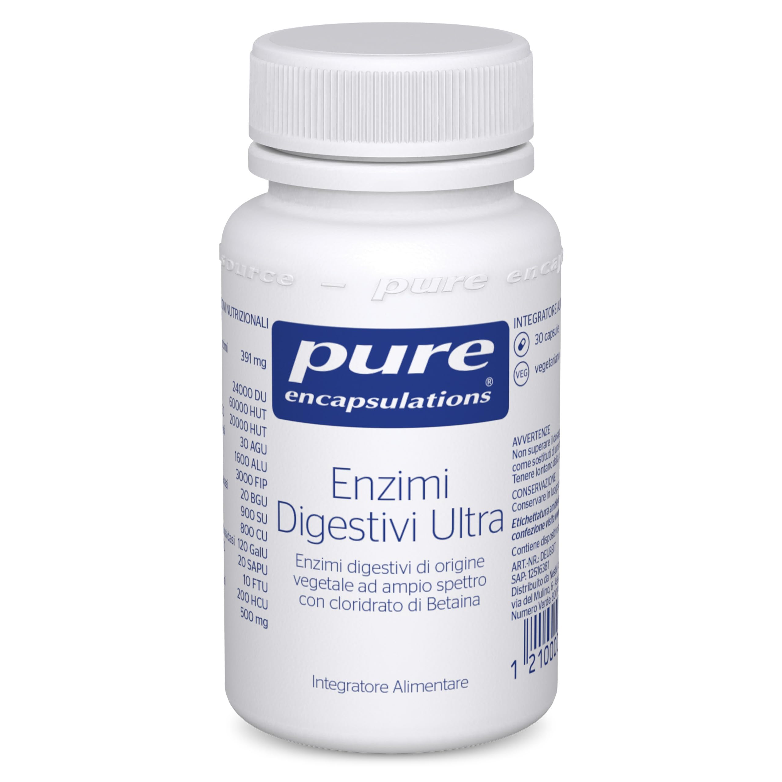 Pure Encapsulations - Digestive Enzymes Ultra – Integratore Con Miscela Di Enzimi Digestivi E Betaina Hcl – Supporto Digestione – 30 Capsule-image