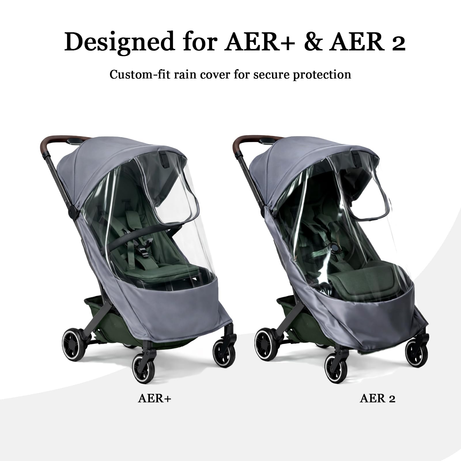 Stroller Rain Cover Compatible with Joolz AER+ & AER 2 – Clear Weather Shield with Front Access Window, Ventilation Holes & Built-in Storage Pouch, Full Coverage Protection from Rain, Wind
