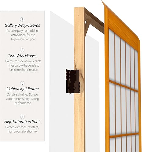 Miniatura 4 de Oriental Furniture - Divisor de lona para ventana de 6 pies de alto, color miel, 6 paneles