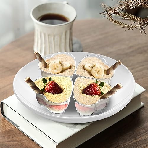 Miniatura 6 de Foraineam Paquete de 50 cuencos transparentes para servir postres con cucharas, mini vasos de postre de plástico de 4 onzas, vasos desechables