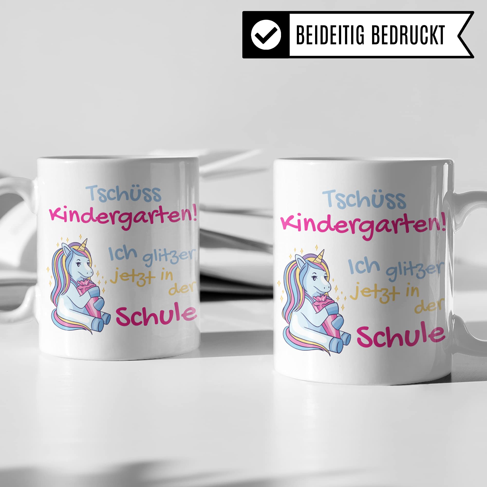 Einschulungs-Tasse Für Mädchen Mit Einhorn-Motiv - 330 Ml Keramikbecher, Spülmaschinenfest