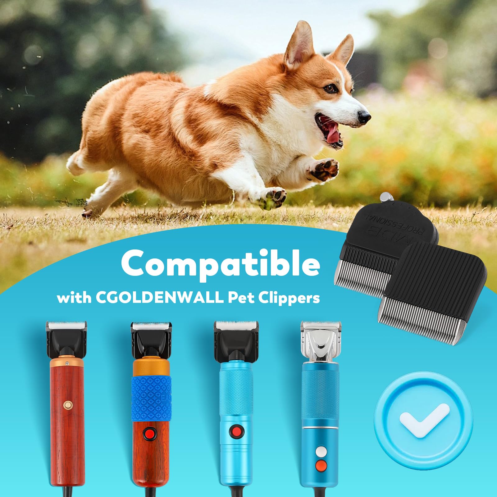 Replacement Blades for CGOLDENWALL Pet Clippers (Two Sets of Blades (for Corded pet Clippers)), Silver - Image 2
