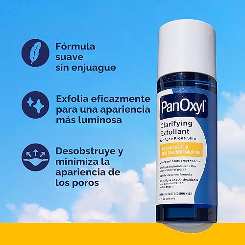 Miniatura 3 de PanOxyl Exfoliante aclarante con ácido salicílico al 2%, exfoliante líquido BHA para cara, desatasca, minimiza la apariencia de los poros, las algas