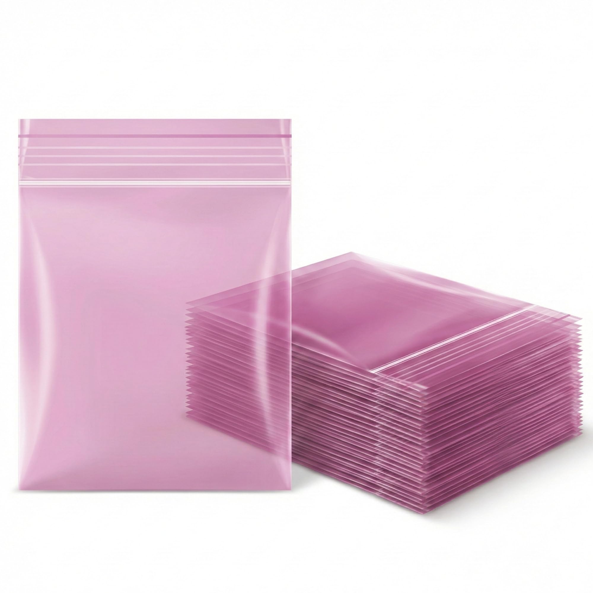 Grip Seal Bags Resealable Plastic Bags Poly Plastic Storage Bags Zip Lock Bags Baggies (30x30 mm (200 Pcs), Pink)