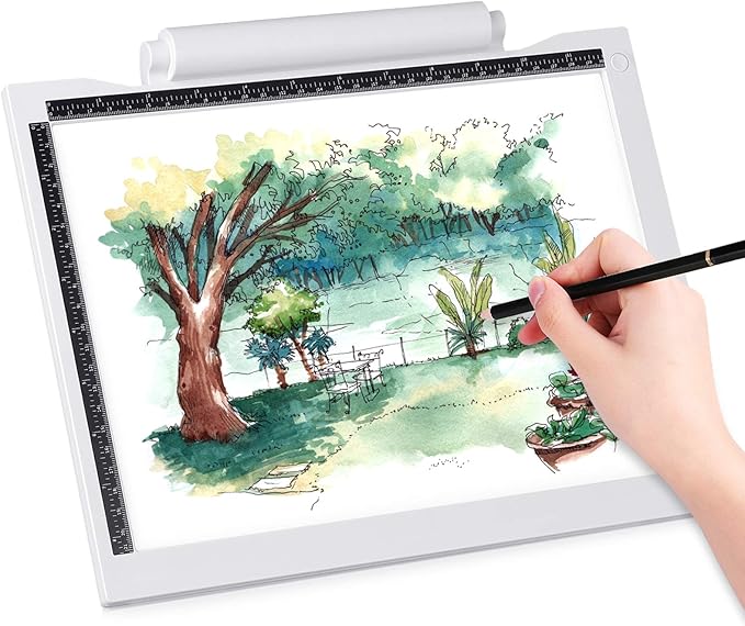 LED Lichtpad 35x26cm Kabellos - Leuchttafel Zum Nachzeichnen Mit 6 Helligkeitsstufen