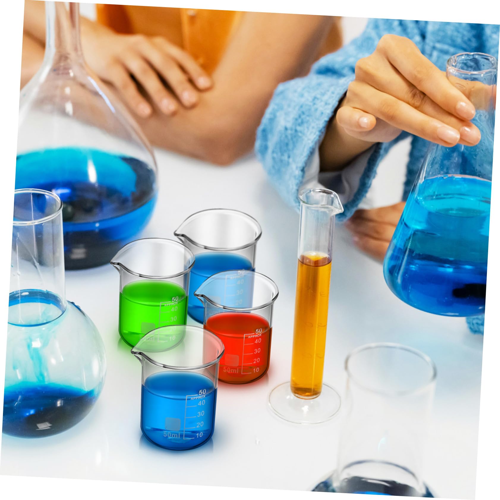 Vasos Medidores de Vidrio de 50ml Graduación y Uso Versátil Fáciles de Limpiar Set de 20 para Laboratorio y Experimentos Científicos