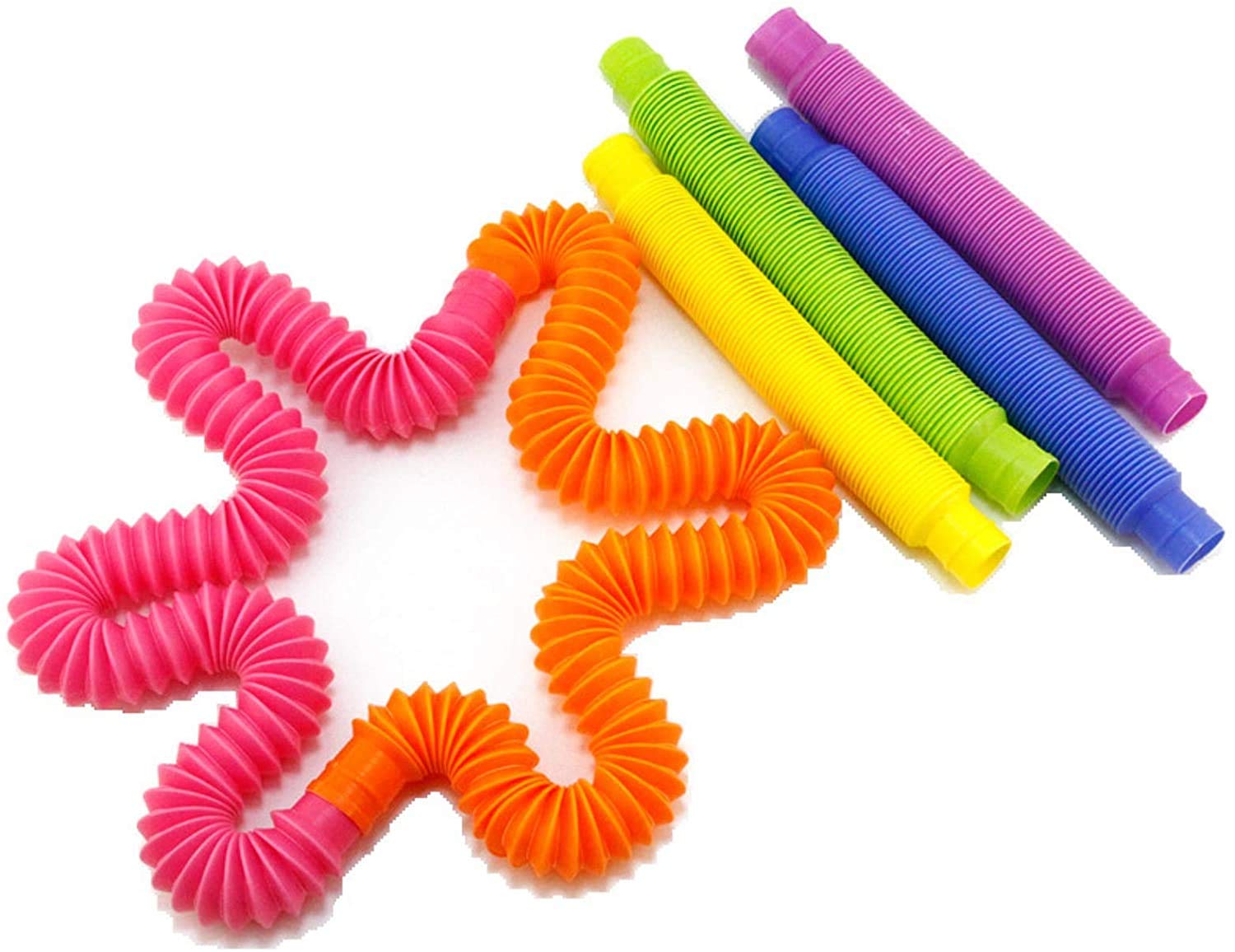 Pop Tubes Sensory Fidget Toys, Sensory Toys Pack Cheap for Kids Adults - Bend Stretch Pull & Pop Tube Fidgeting Game Kill Time (Color : 5 Pack Random Color Stretch Tube)