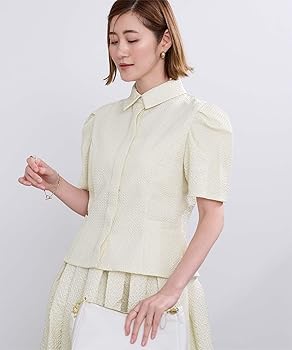 Amazon | [ユアーズ] ふくれジャガード パフスリーブ ブラウス