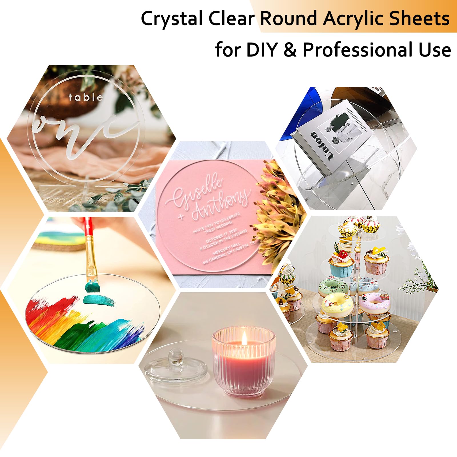 Clear Acrylic Sheets - 13" Round, 2 Pack -5