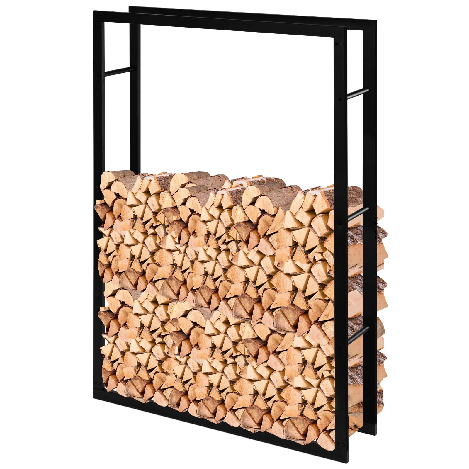 Laneetal Kaminholzregal Innen Außen, Brennholzregal aus Metall, Holzstapelhilfe, Holzunterstand, Brennholzlager, Kaminholzständer, Holzlager, für Kaminholz Brennholz, schwarz