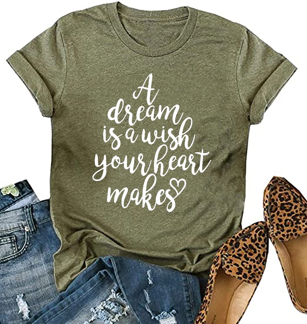 DUTUTA Dream is A Wish Your Heart Makes Shirt Women Magic Kingdom T Shirt Casual Happy Magic Short Sleeve Castle Vacation Tee Tops