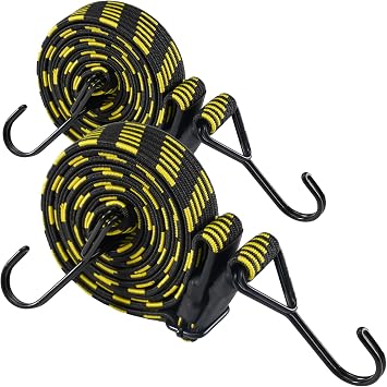 4 Pcs 80 Real Heavy Duty Adjustable Flat Bungee Cords with 200 Lbs Max Break Strength & Easy-to-Adjust Metal Buckle, Outdoor Bungee Straps with Hooks for Camping, Tarps, Bike Rack, Tent, Truck, etc