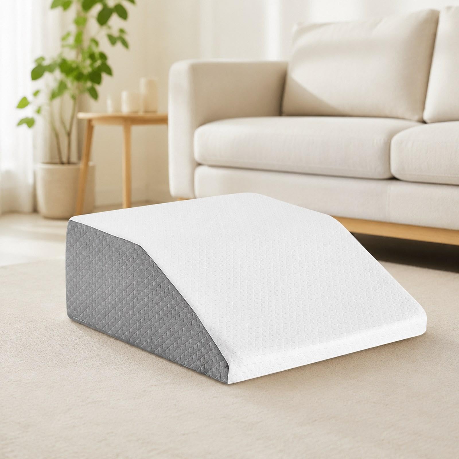 Almohada para Piernas Cojín de Soporte de Elevación Cama y Sofá Almohada Fabricada en Espuma y Poliéster Adecuada para Postura, Blanco, Individual