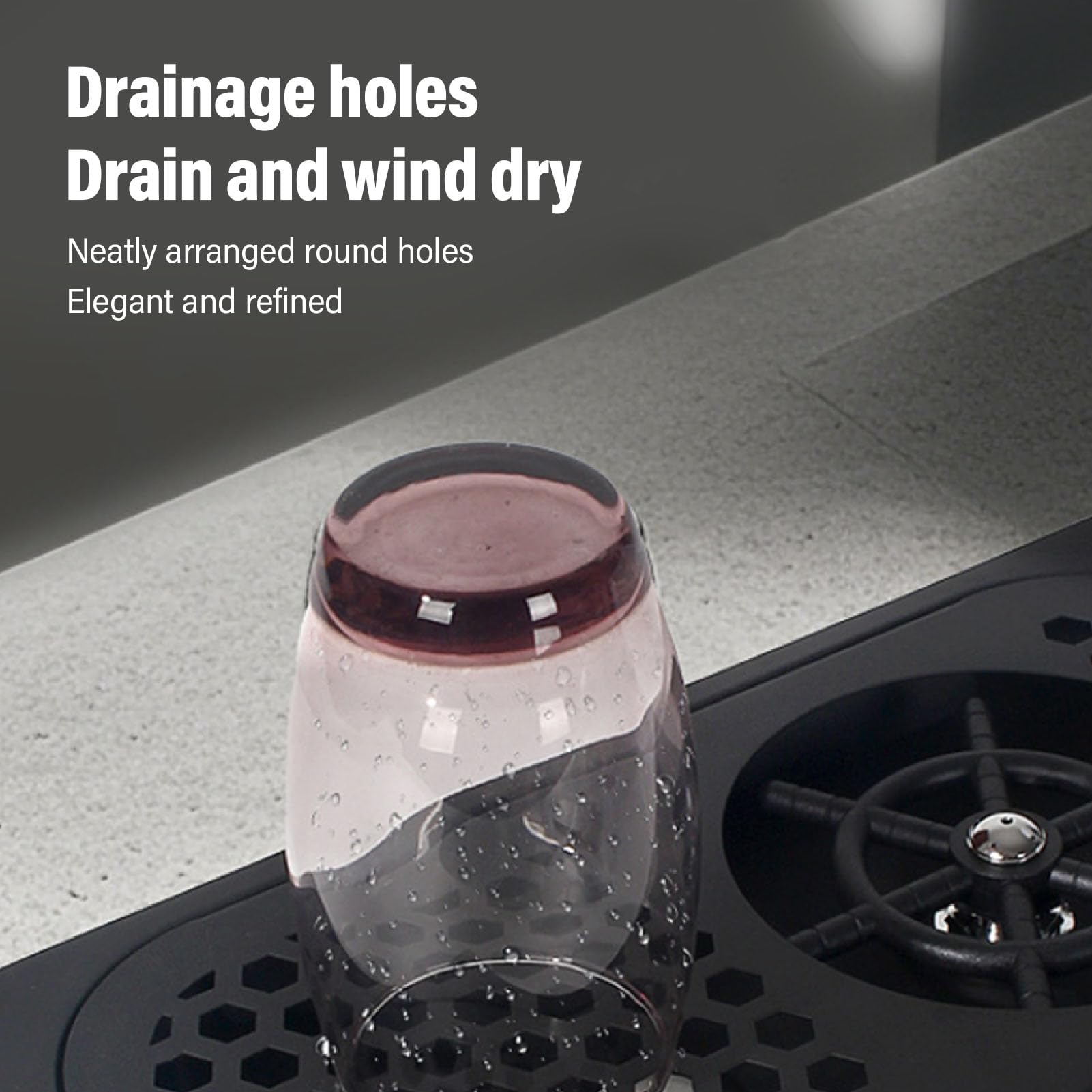 Fockety Enjuagadora de vasos, lavavasos automático de acero inoxidable integrado para fregadero, enjuagadora de vasos de alta presión con bandeja de goteo, para el hogar, hotel, bar
