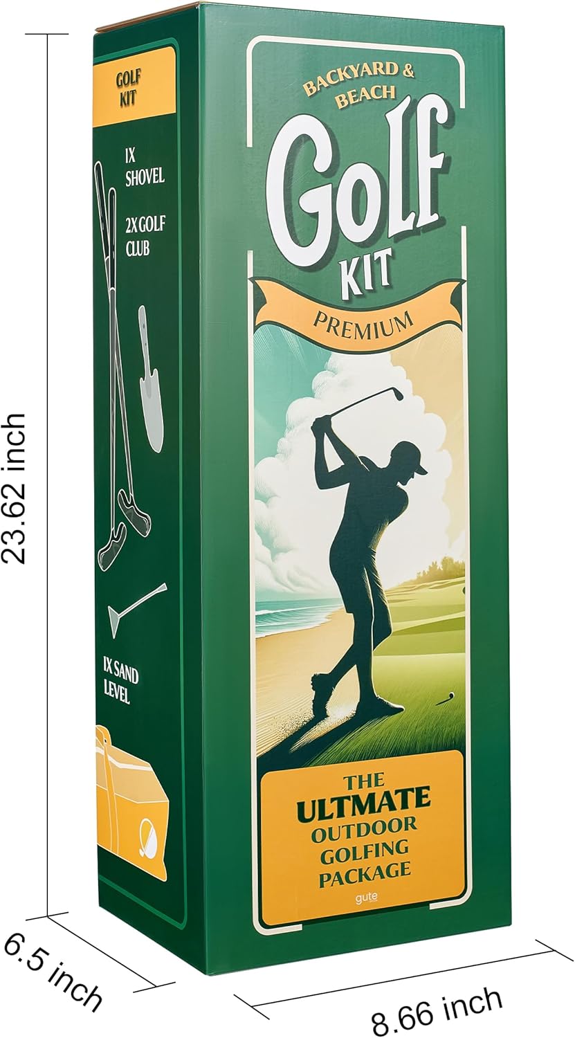 Golf & Mini Golf Complete Setup, 3X Pin Flags & Putting Green Hole Cups, 2X Adjustable Putters, Digger, Hole Cutter & More, for Grass Backyard, Beach, Driving Range Gift Set