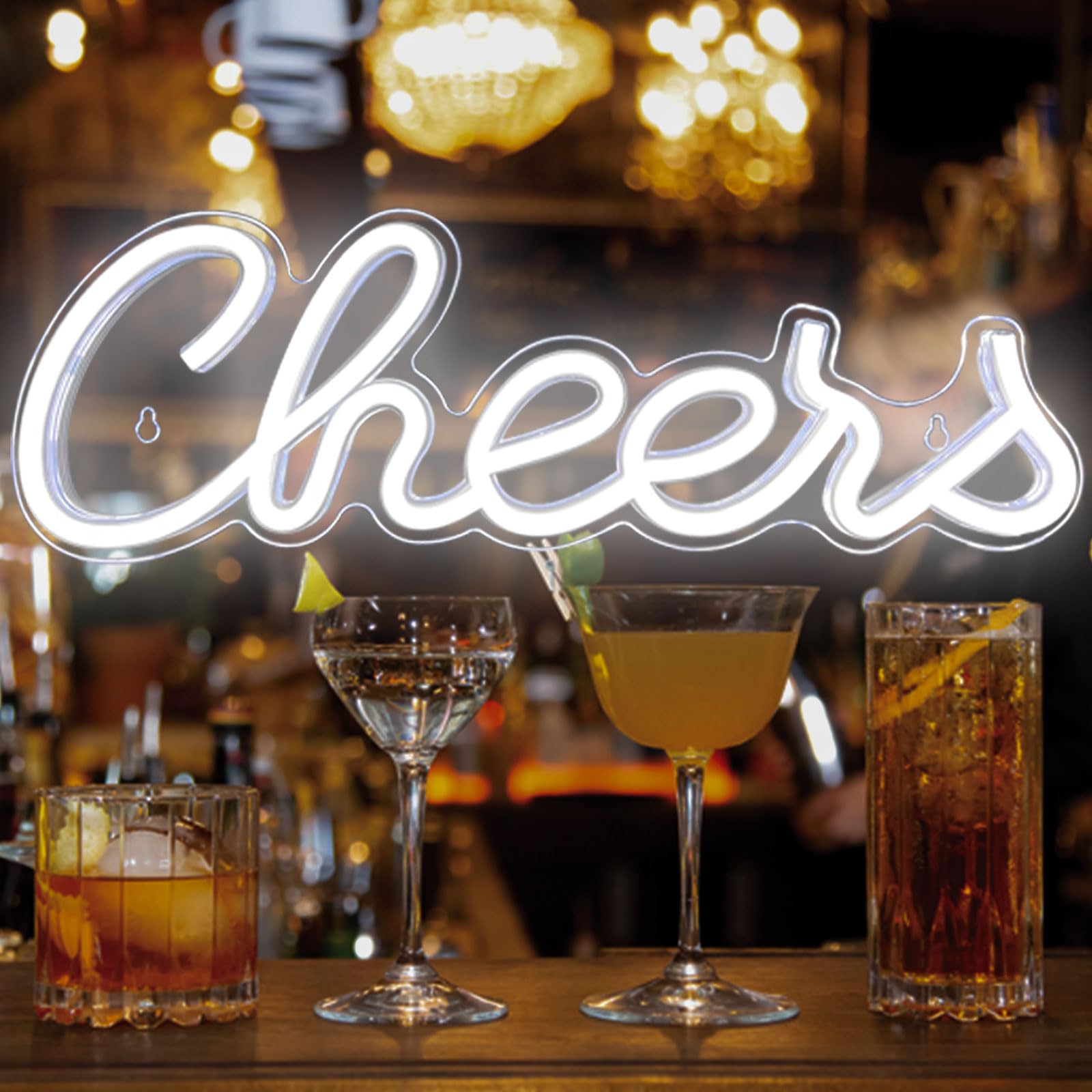 Cheers Neonschild für Wanddekoration, LED-Neon-Bar-Lichtschild, USB-betriebenes Wand-Neon-Lichtschild für Party-Wanddekoration, Party-Licht-Zubehör, Heim-Raumdekoration