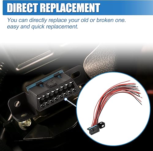 Miniatura 2 de X AUTOHAUX J1962F OBD2 Conector hembra de 16 pines Puerto de tablero de alambre estañado abierto Pigtail Cables completos Arnés fijo Montado Plug