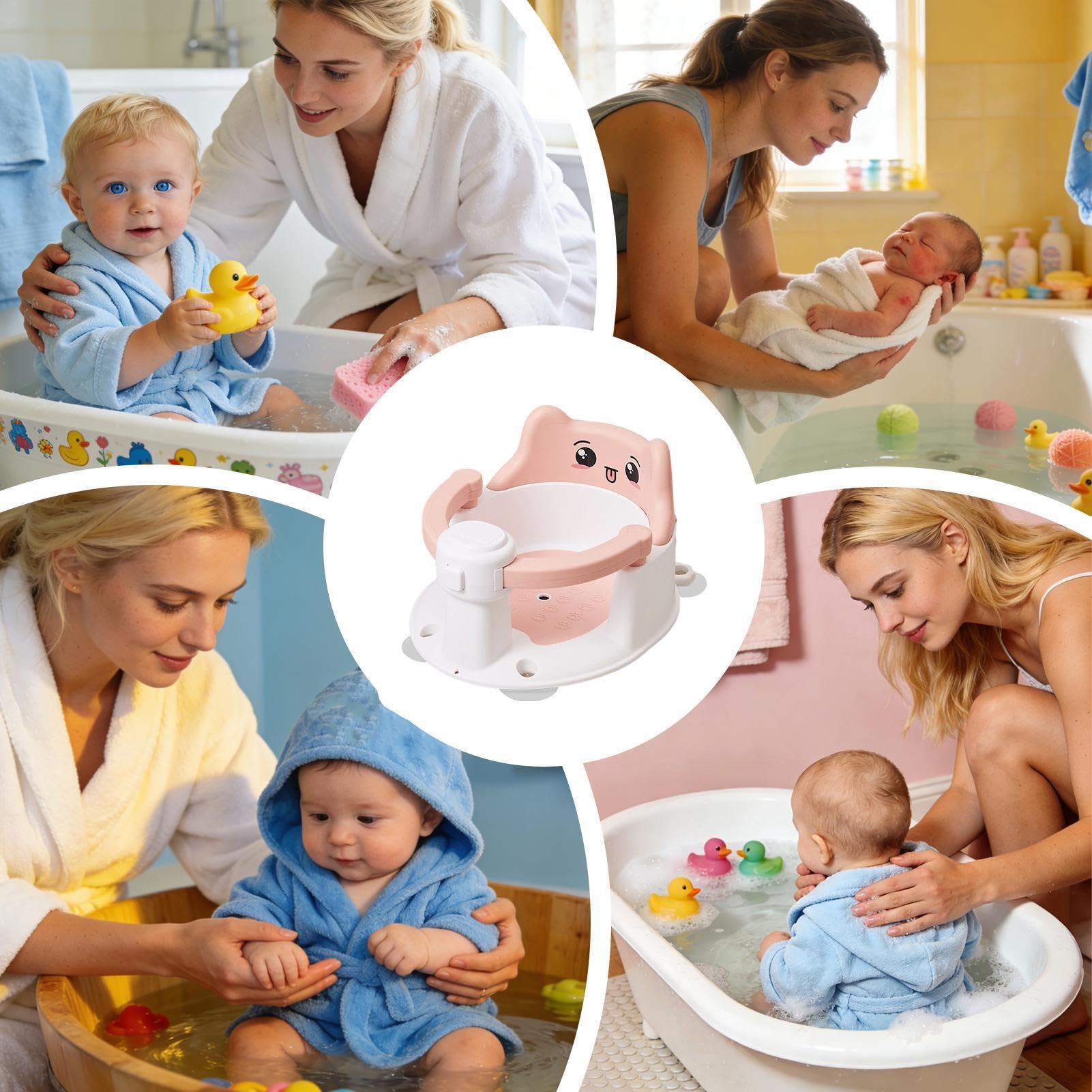 Sedia da Bagno per Bambini - Seggiolino Doccia Portatile con Ventose | Seggiolino Doccia per Fino a 6,per Fino a 6 Maschi Femmine Seduti in Bagno