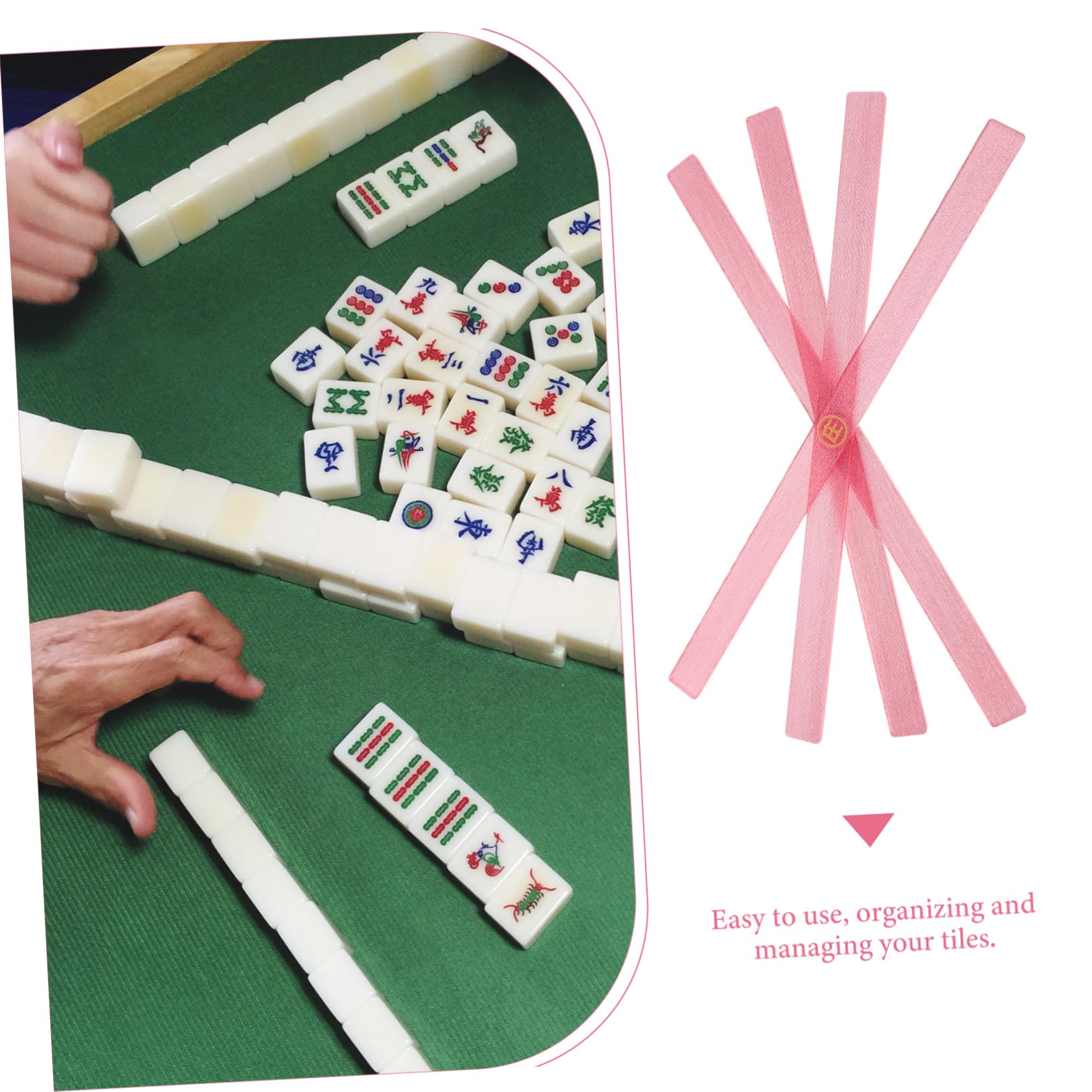 Warmhm 4pcs Mahjong Tile Ruler Mahjong Rack Pusher Racks Pushers American Tile s and Holder Push Tool (16.51X1.18X0.24 Inch) - Image 3