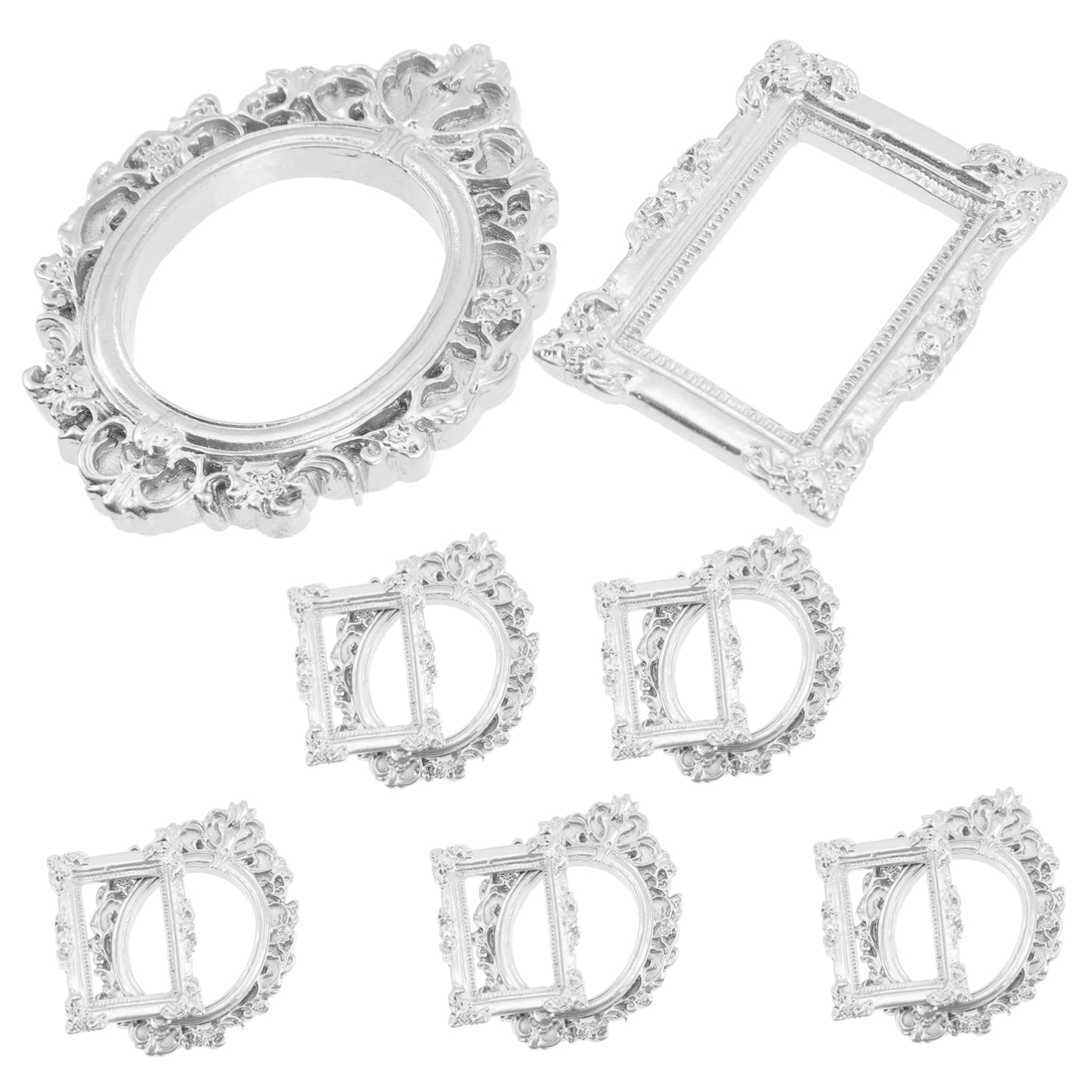 Ciieeo 12Pcs Miniature Vintage Photo Frame Chic Resin Picture Holder for DIY Crafts for Home Decoration and Mini House Accessories