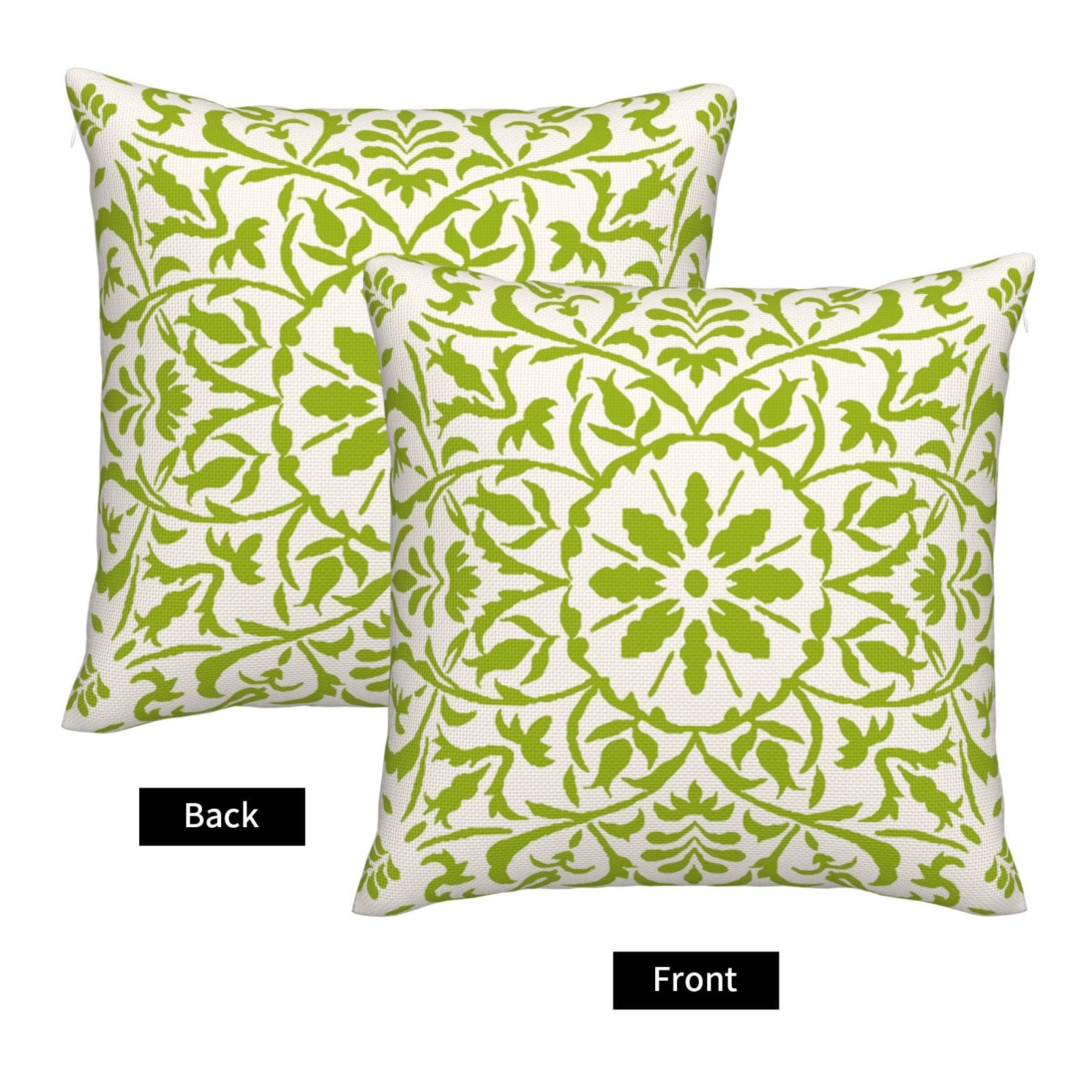 GAAFOSIPH Sage Green Set of 2 Cushion Covers 40cm x 40cm Bohe Flower Modern Double Sided Printed Square Linen 16 x 16 inches Cushions Cover Home Decorations Pillow Cover for Sofa Bed Outdoor - Image 2