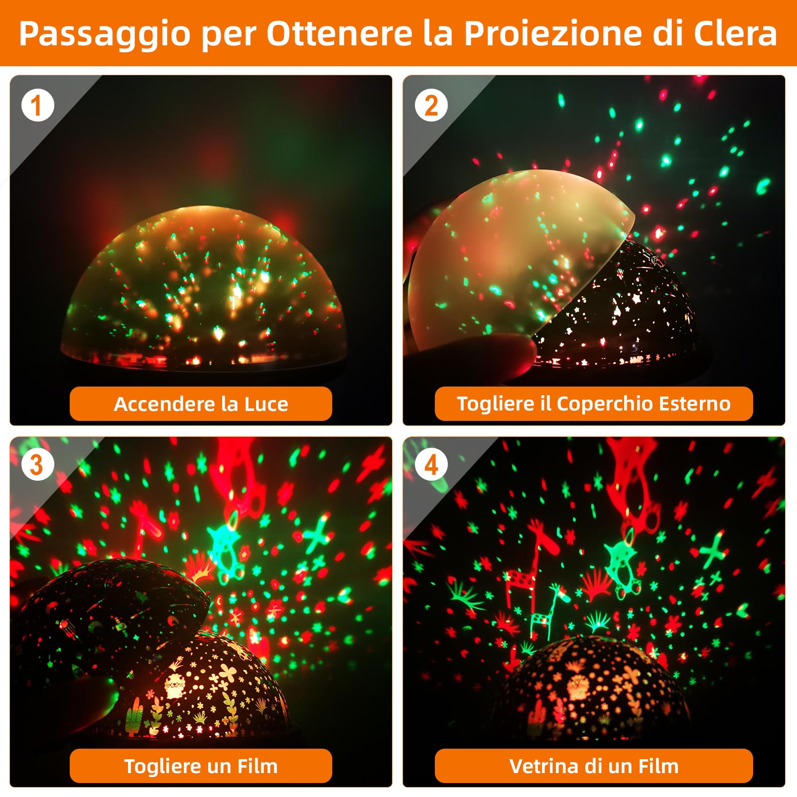 Moredig Proiettore Stelle Soffitto Bambini, Luce Notturna Bambini - 360° Lampada Proiettore +12 Musica+8 Color+Timer Auto, Decorazioni Stelle Luminose Cameretta, Regali per Neonato, Bambini