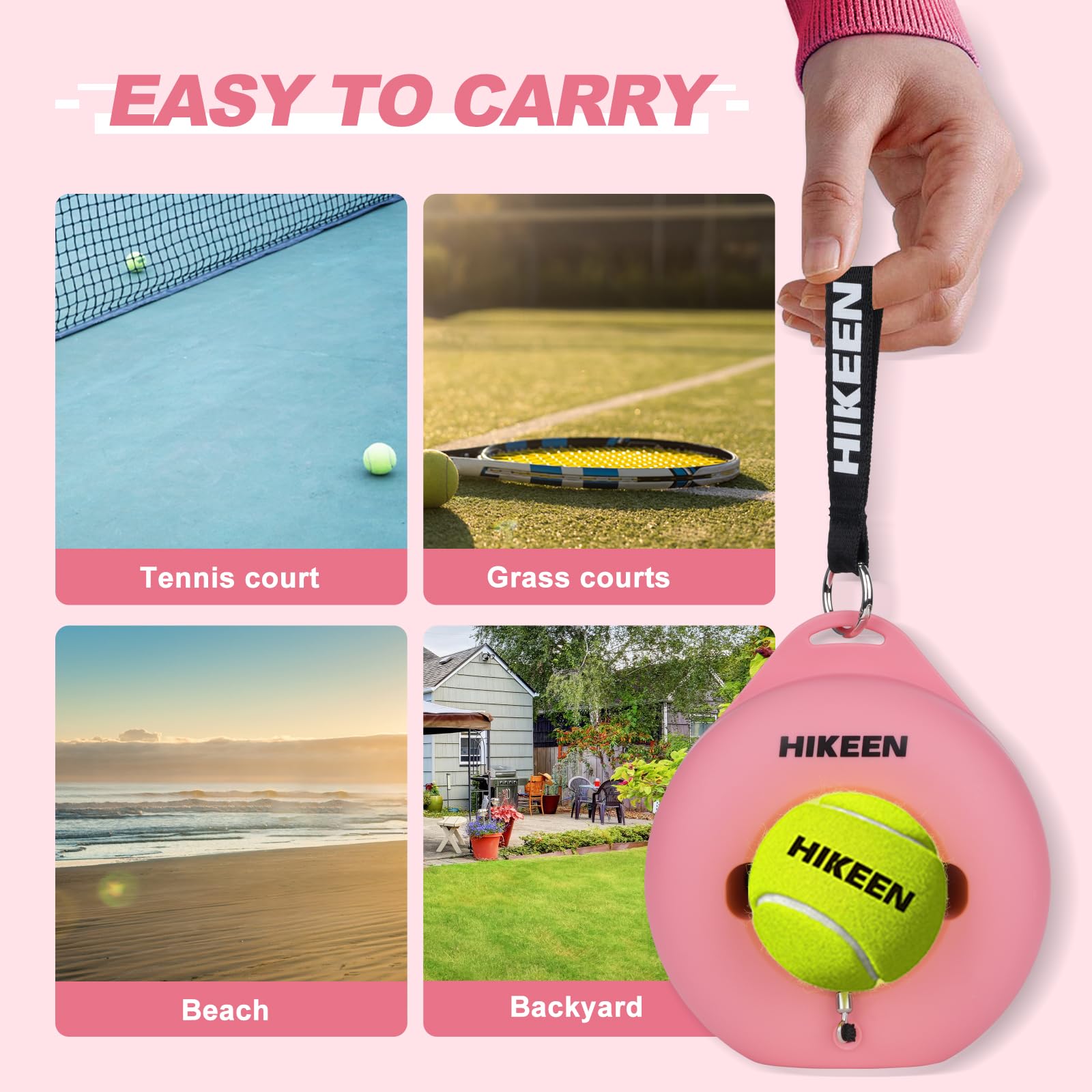 BOOSTEADY Tennis Allenatore Portatile con Base Metallica e Rimbalzo Infinito Tennis, per Adulti, Bambini e Principianti