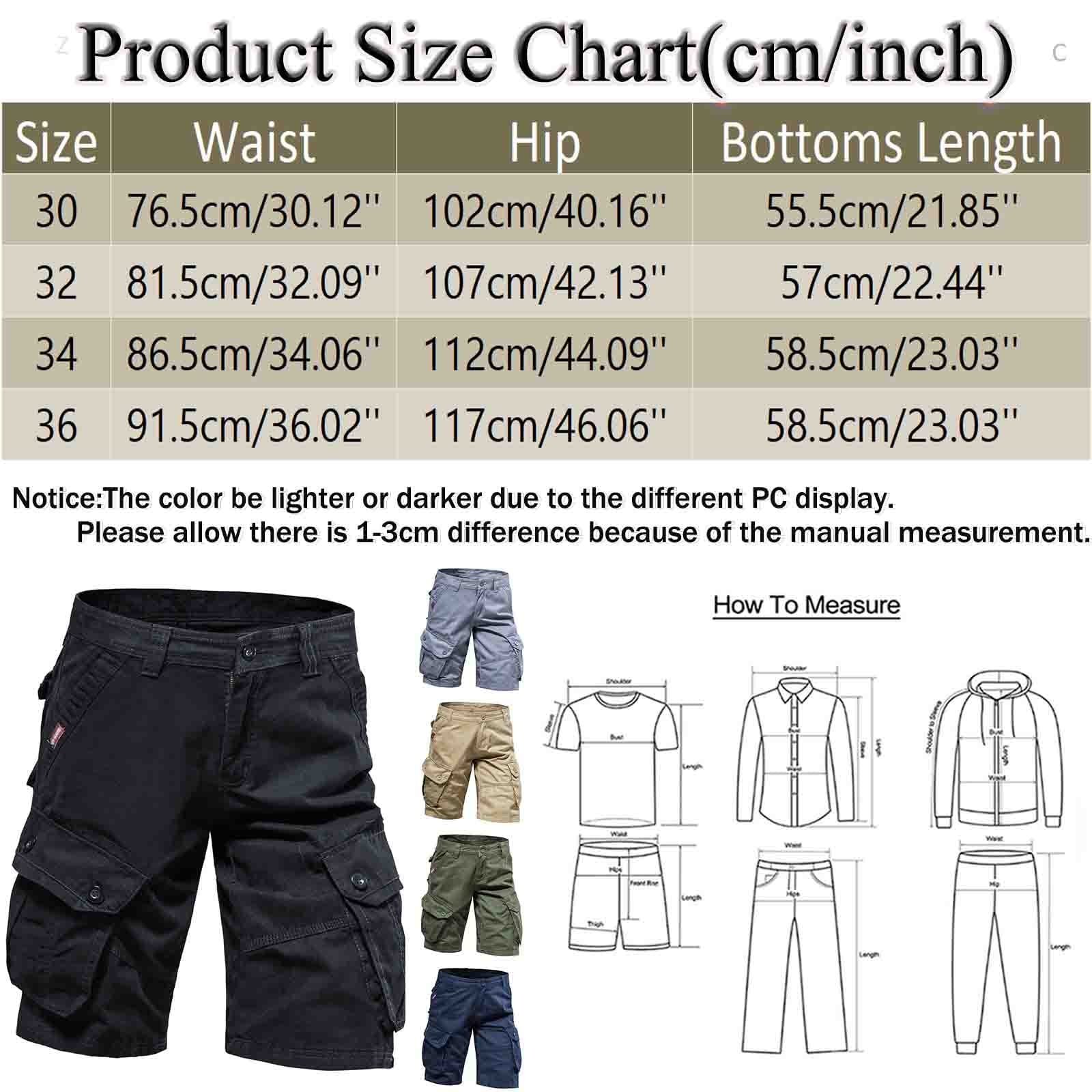 Short cargo d'été pour homme, couleur unie, braguette zippée, grande taille, taille élastique, poches latérales, short en coton confortable pour une tenue décontractée et de plage