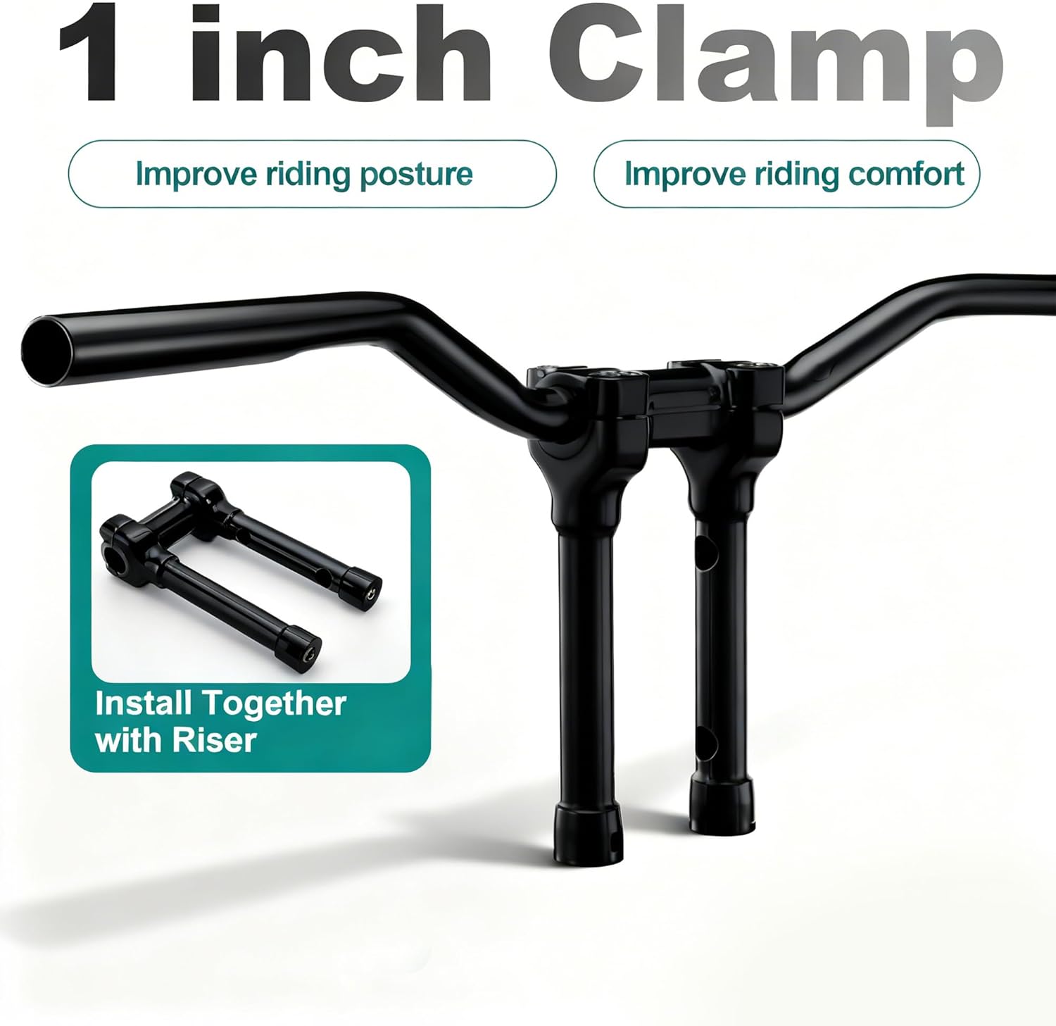 MoKitDora 2.7" Rise 1" Clamp Drag Bars Handlebars for Harley 2010-later XL883L XL1200C XL1200NS XL1200T XL1200V and XL1200XS Models, Black
