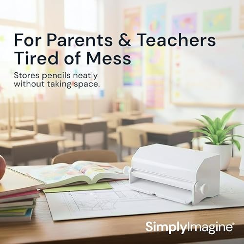 Miniatura 7 de Porta lápices SimplyImagine – para el aula, el hogar, la oficina o como regalo el profesor, porta lápices de acrílico duradero con perilla rodante