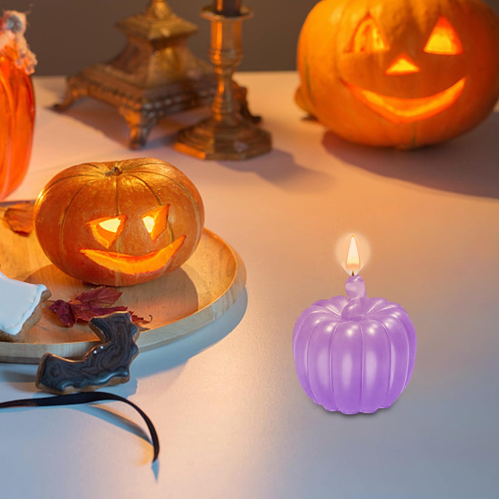 Jomewory Bougeoir Citrouille, Moule En Silicone Pour Pot Citrouille Avec Couvercle, Moules En Béton Pour Boîte Rangement Bijoux