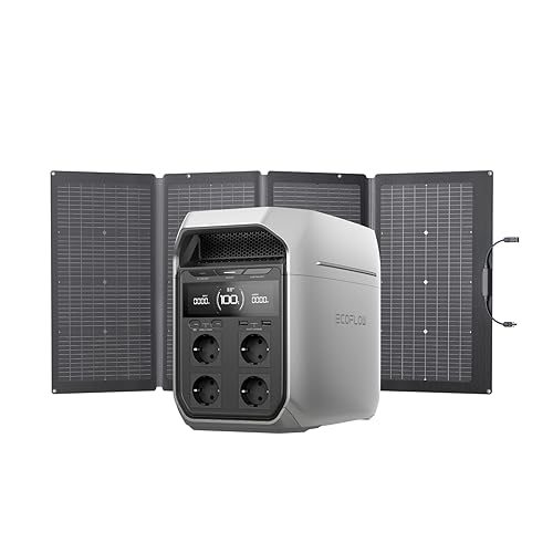 Generador solar EF ECOFLOW DELTA 3 Plus con panel solar de 220 W, entrada 1000 W, batería LFP, estación de energía portátil 1024 Wh, para doméstica, emergencia - Delta 3 Plus+220W SP