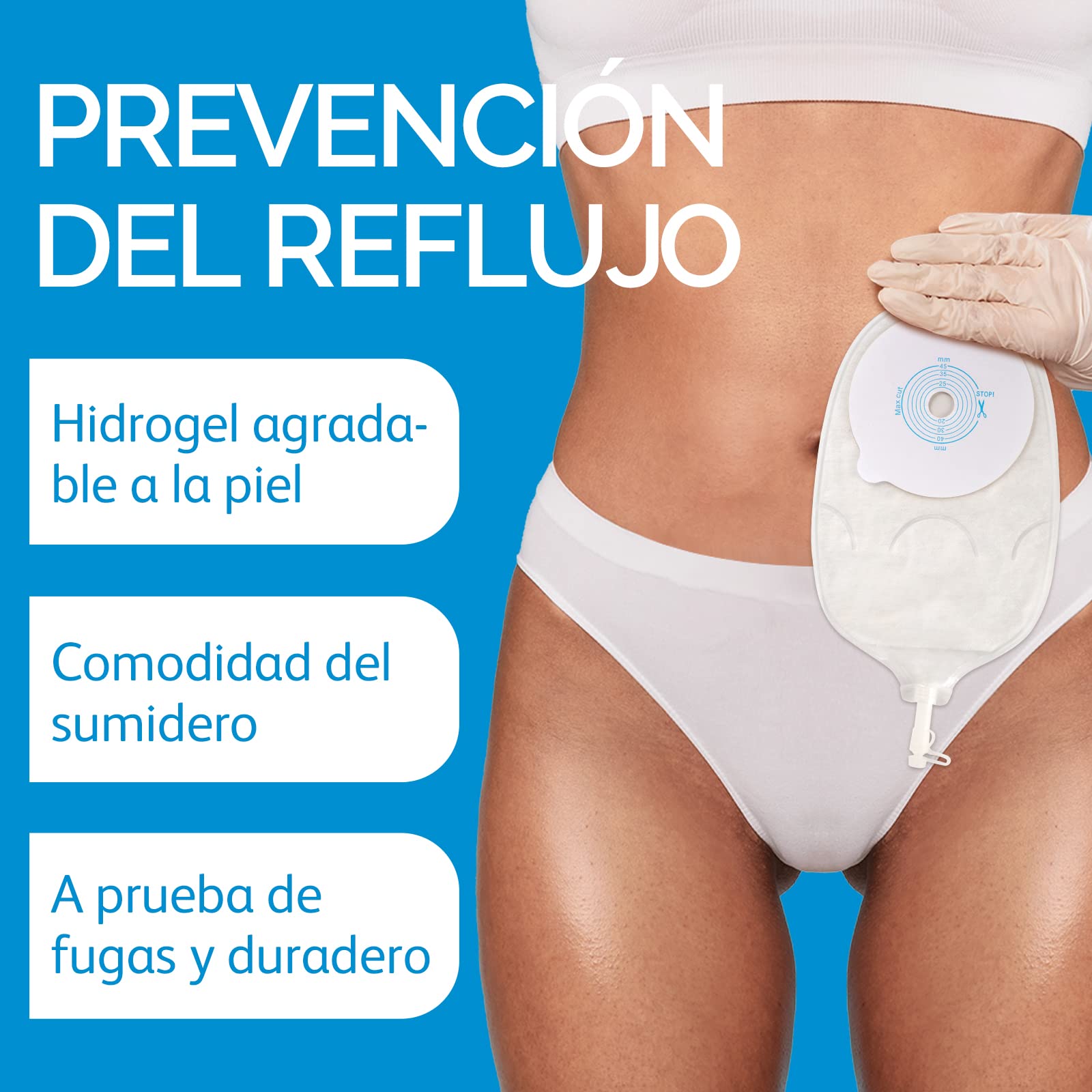 Bolsa Para Estoma Una Pieza Urostomía Suministros Diseño Antirretorno Cortar 15-45 Mm
