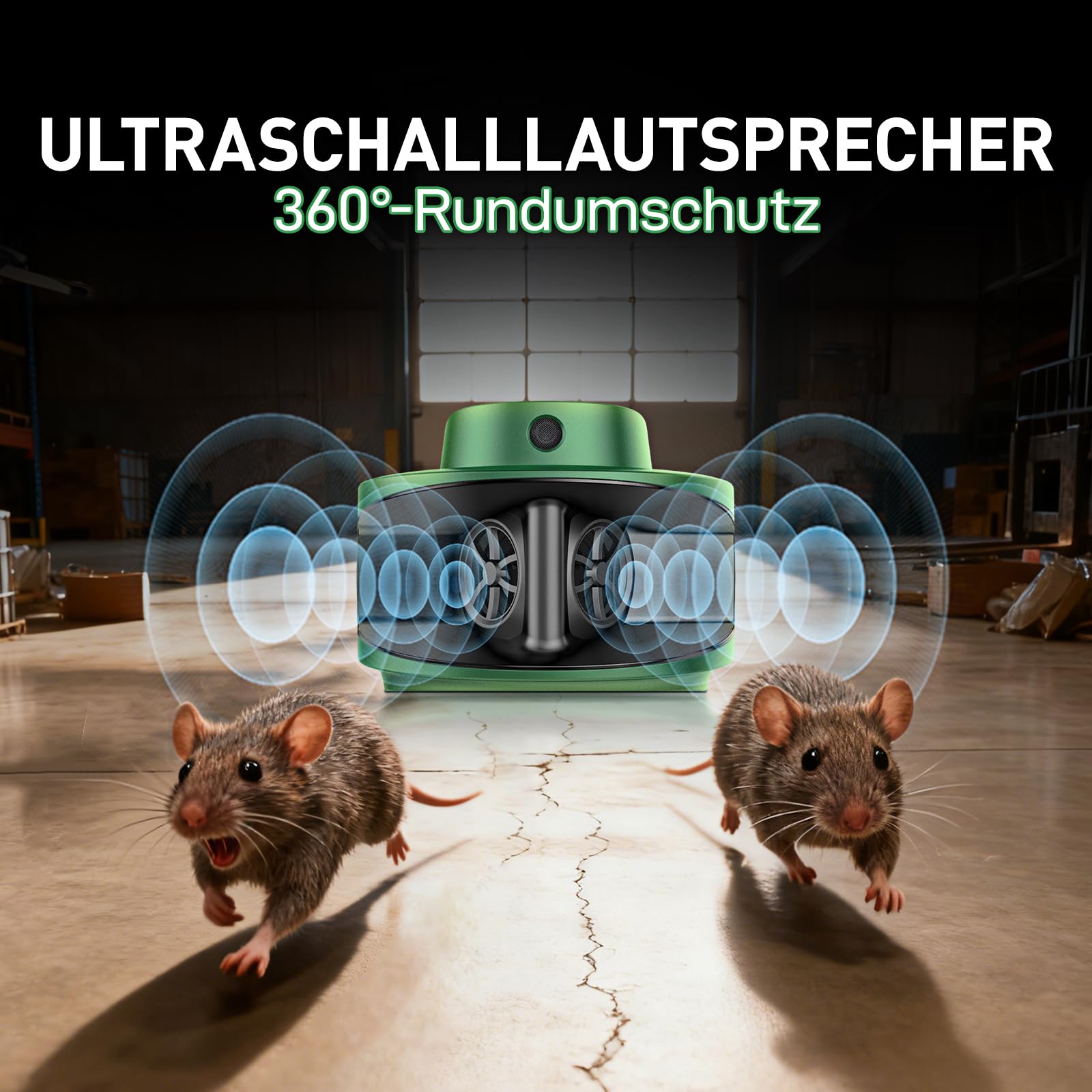MEKEET Ultraschall Maus und Ratten 360°, Mäuseabwehr, Frequenz Regelbar, LED Stroboskoplicht Nagetierbekämpfung für Nagetiere, Spinnen, Eichhörnchen, Mäuse