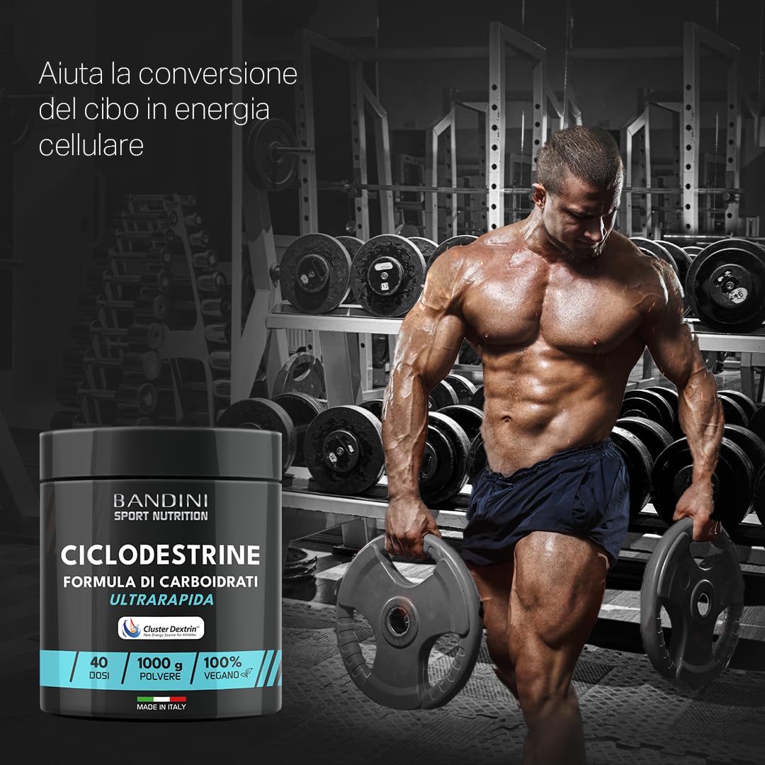 Bandini® Destrina Ciclica Polvere (Cluster Dextrin®) 1000 g - Carboidrati premium ad alta ramificazione - Energia potenziata grazie alla formula brevettata - Vegan