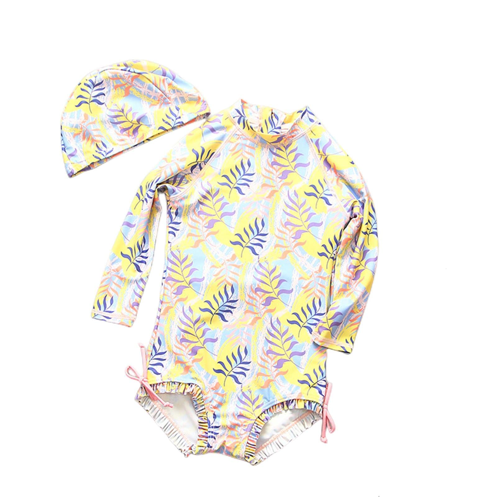 Maillot de Bain 1 Pièce Fille 1~8Y Maillot De Bain pour Les Filles Body Hat-Pink,100 Cm(3-4 Y)