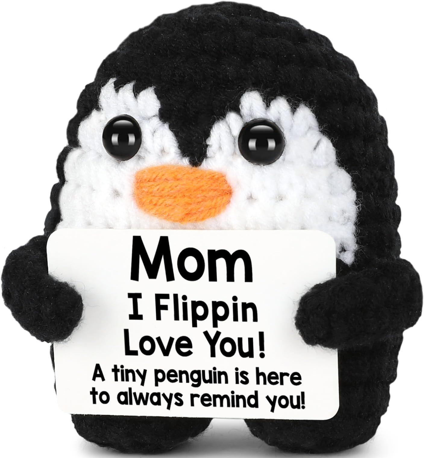 Mothers Day Birthday Gifts for Mom from Daughter Son, Handmade Crochet Mini Penguin Mom Gifts for Mother‘s Day Birthday Mama Mommy Mother in Law Bonus Step, Funny I Love You Moms Small Cute Decor