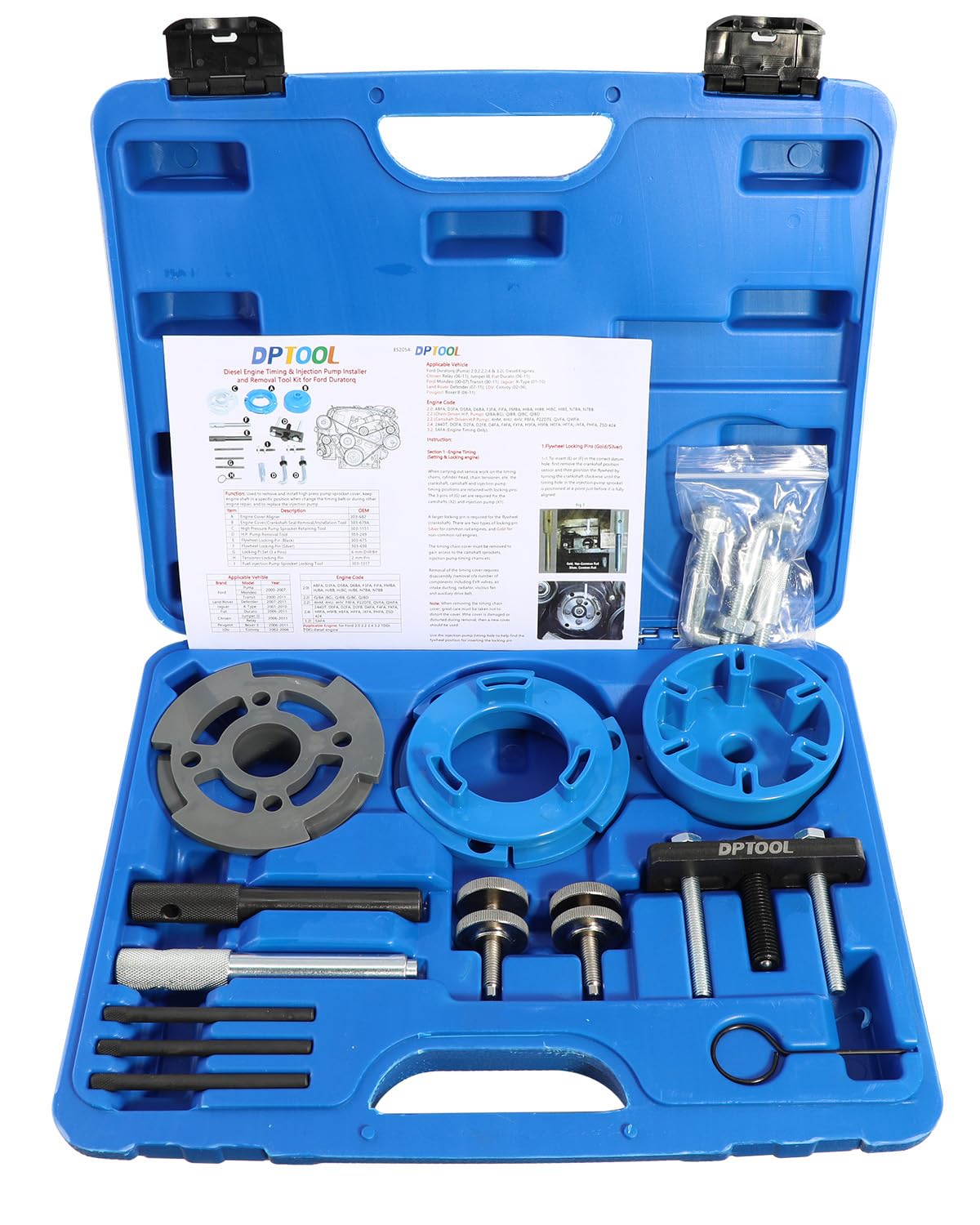 DPTOOL Herramienta de sincronización, Bomba de inyección, Extractor de Cubierta de piñón de Cadena, Compatible con Motor diésel Ford 2.0 2.2 2.4 3.2 TDDi TDCi