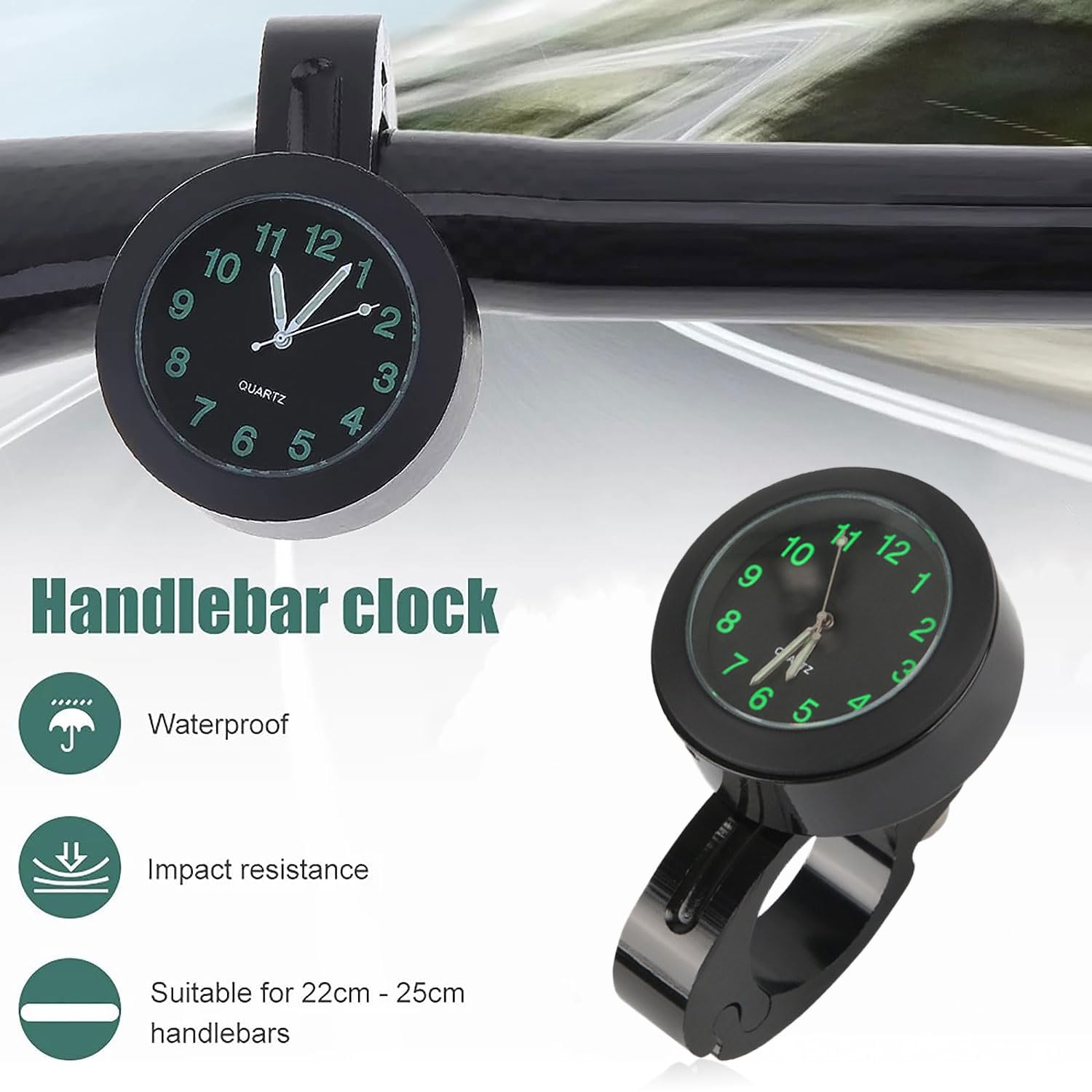 YeahBoom Orologio da Manubrio per Moto e Bicicletta, Impermeabile, per Veicoli Elettrici