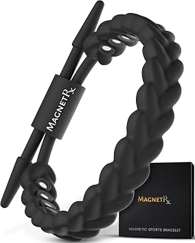 MagnetRX Magnetic Sports Bracelet for Men Ultra Strength Magnetic Balance Bracelet for Men & Women with Adjustable Clasp Waterproof & Sweatproof Silicone Golf Bracelets for Everyday Wear