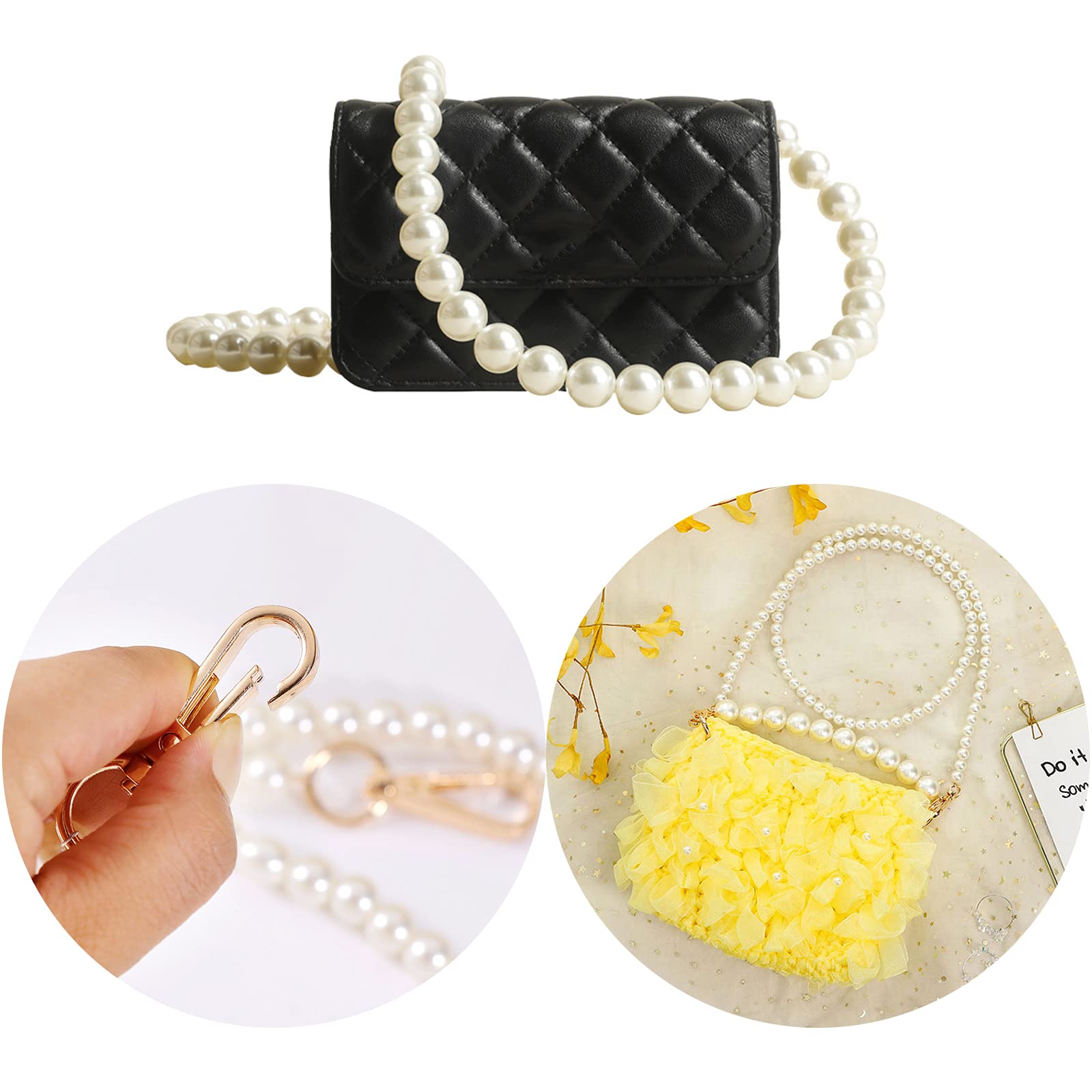 Lot De 2 Chaînes De Sac à Main Avec Perles De 24 Cm