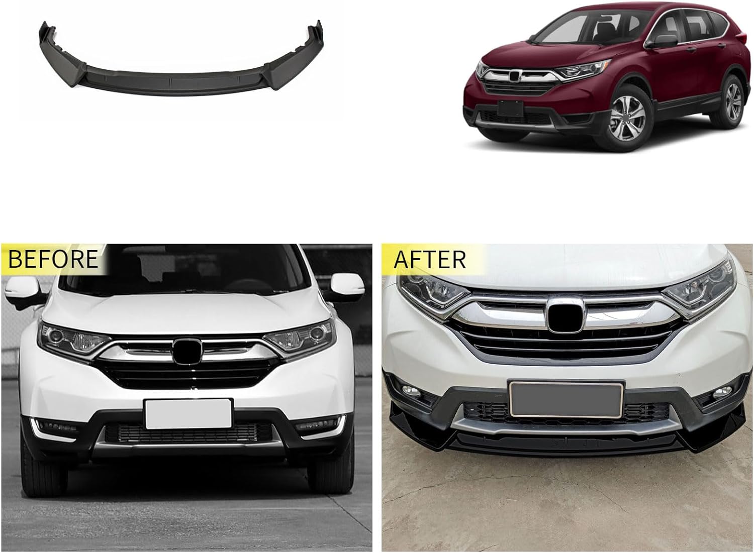 Car Accessories Compatible with Honda CRV 2020 2019 2018 2017 Front Lip Spoiler Body Kit Spoiler Splitter Molding Cover Trim ABS 3PCS(Matte Black)