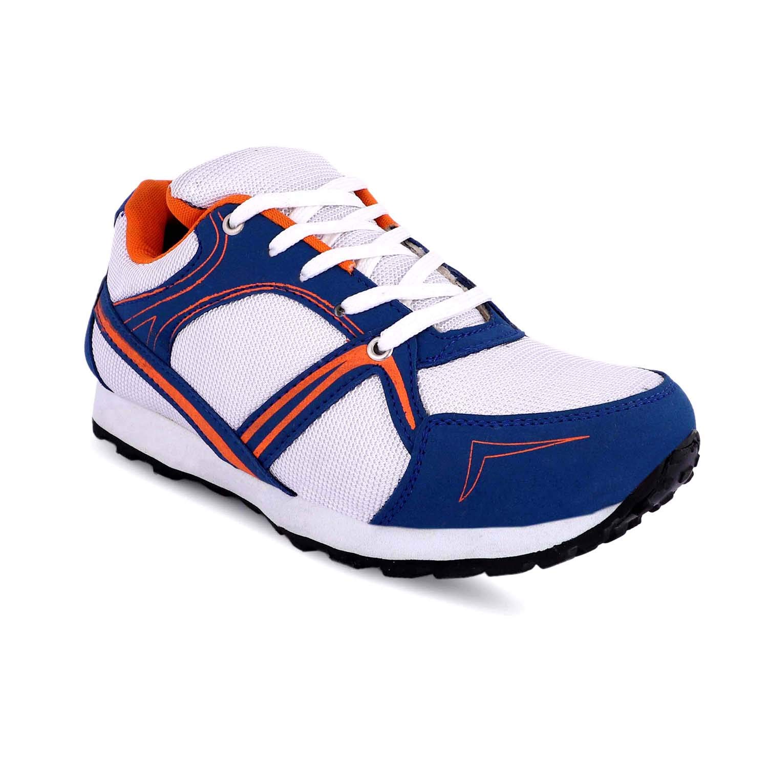 ZORIK Men's Blue & Orange Synthetic Leather Jogging Sports Shoes - ZR-006