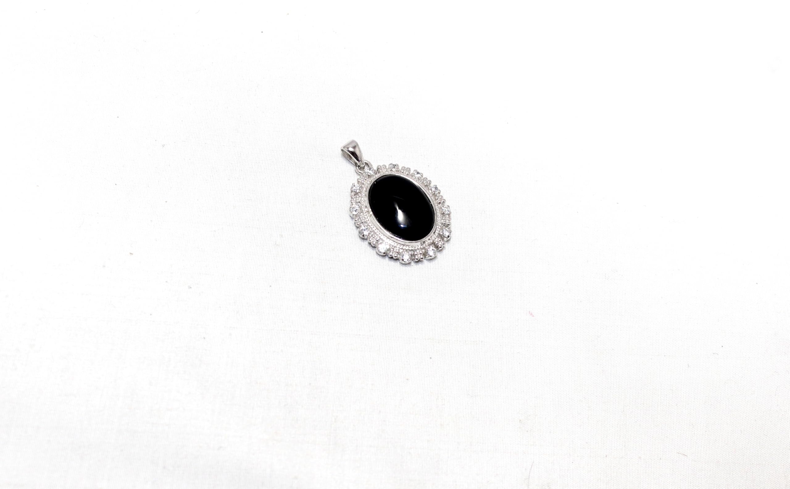 PH Artistic Juego de pendientes con colgante de tuerca de plata de ley 925, piedra de ónice, piedra preciosa y circonita cúbica, circonita cúbica, para mujer, hechos a mano i973