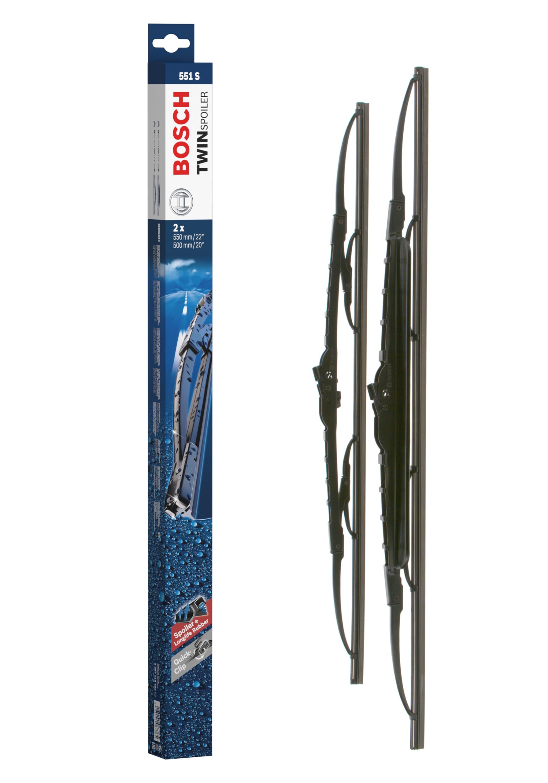 BOSCH 3397118423 Twin Spoiler Original Equipment Replacement Wiper Blade - 22"/20" (Set of 2)