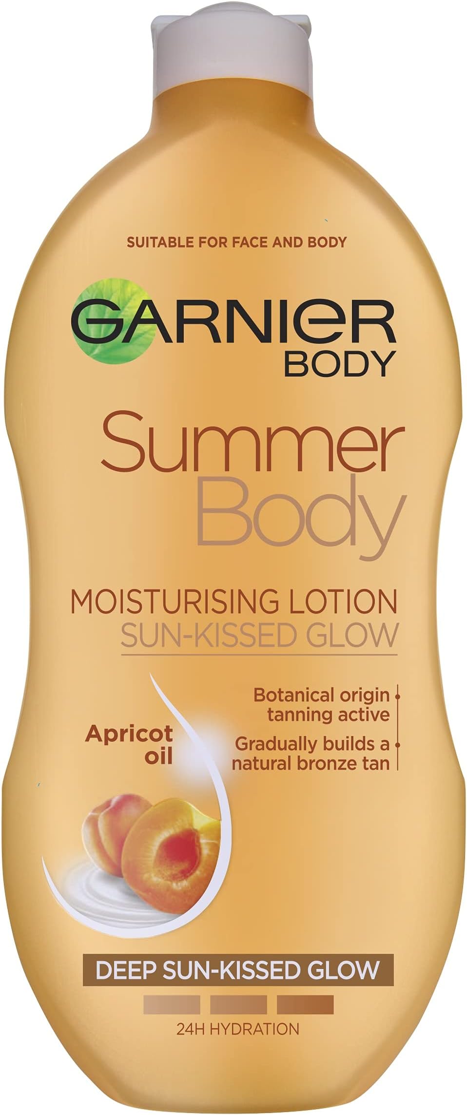 Garnier Summer Body Gradual Tan Moisturiser, For A Radiant, Sun Kissed Glow, Suitable For Face and Body, 24 Hour Hydration and A Natural Even Tan, Fast Absorption, Vegan Formula, Deep, 250 ml